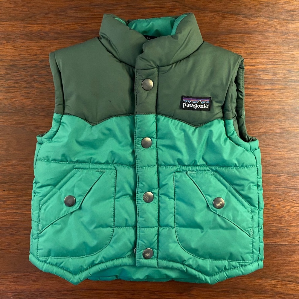 Patagonia Green Two-Tone Puffy Vest, 6 month